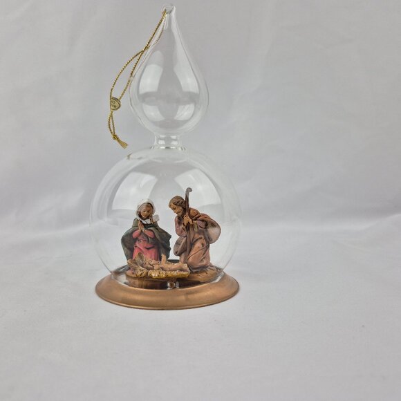 Fontanini Holy Family Blown Glass Tear Drop Christmas Ornament Vintage 90's - Picture 6 of 16